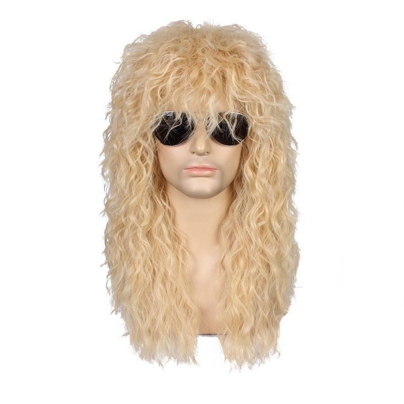 Men's Punk Long Curly Hair Halloween Rock Men's Wig
