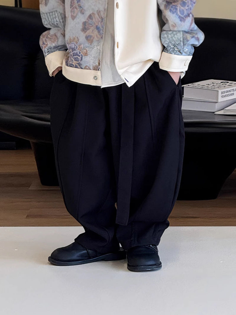 Children's Korean Fashionable Style Ribbon Solid Color Casual Trousers Children's Pants