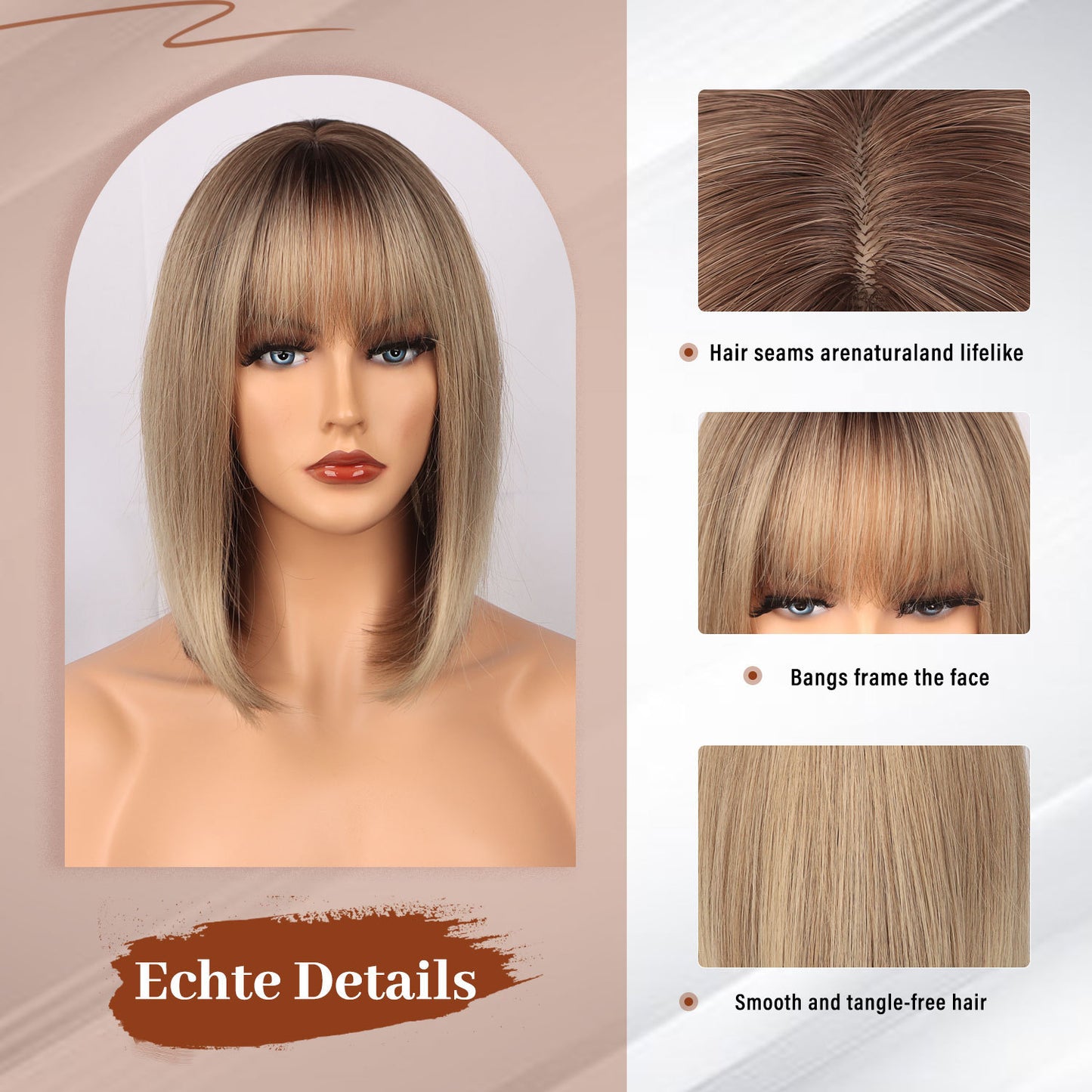 Women's Fashion Black Chemical Fiber Head Cover Wig Short Straight Hair
