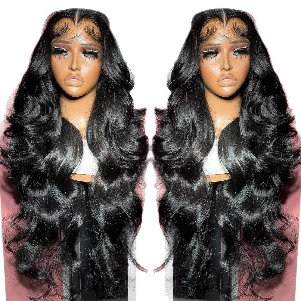 African Medium Black Front Lace Curly Wig Long Curls