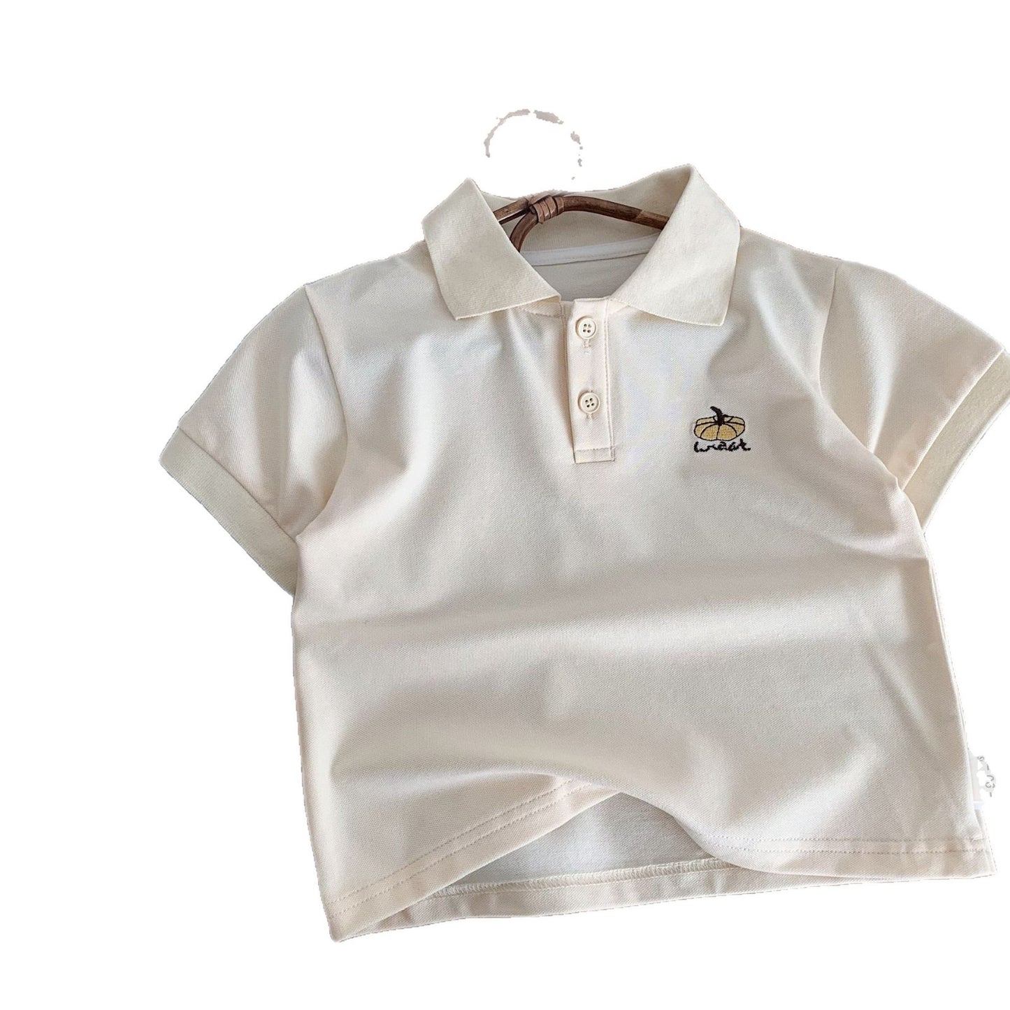 Children's Summer Boy Pumpkin Embroidered Shirt Lapel Children's T-shirt