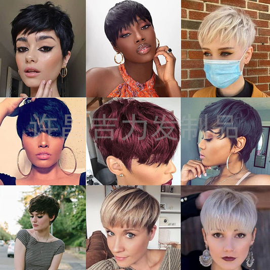 Charming Comfortable Mechanism Bangs Chemical Fiber Wig Short Straight Hair