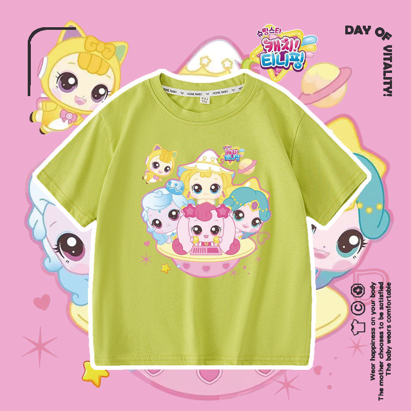 Wonderful Love Cute Short Sleeve Summer Fashionable Round Neck Cotton Children's T-shirt