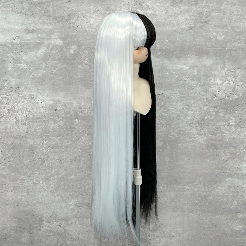 Black White Head Two-dimensional Doll Points Cos Wig