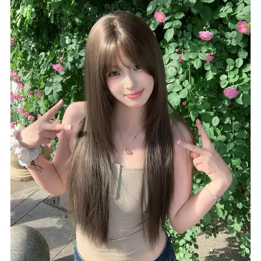 Women's Spring Wigs Are Upgraded Fully With Hair Inside The Long Straight Wig