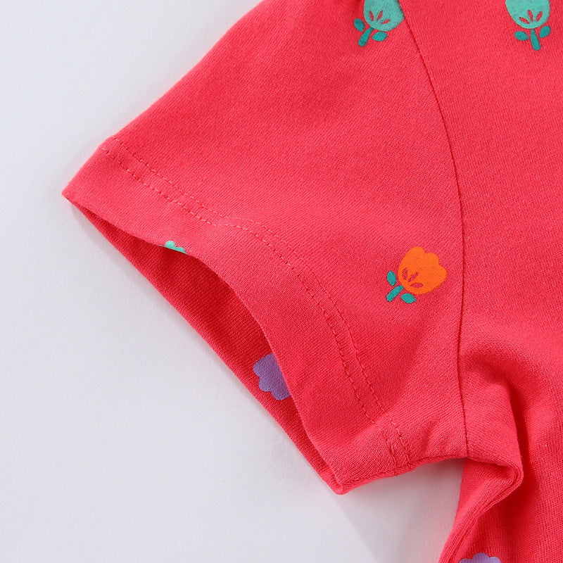 Short-sleeved Knitted Cotton Cute Embroidered Princess Children's Dress