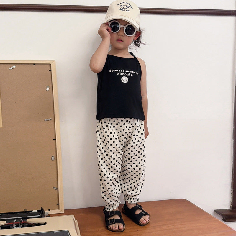 Children's Broken Size Fold Summer Polka Dot Trousers Lightweight Children's Pants