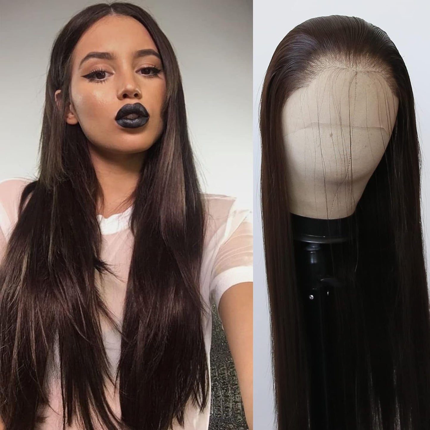 Women's Front Lace Natural Simulation Hair Chemical Long Straight Wig