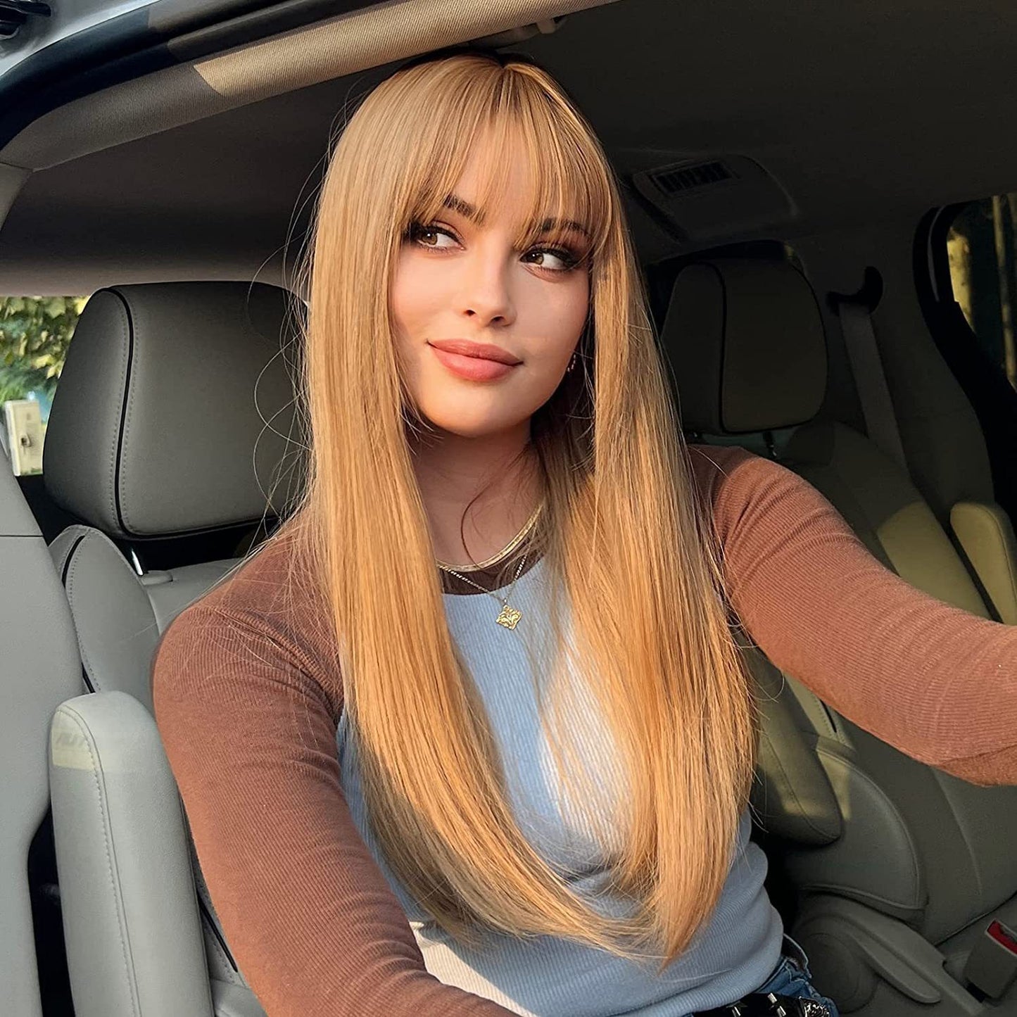 Unique Fashion Air Bangs Head Cover Long Straight Wig
