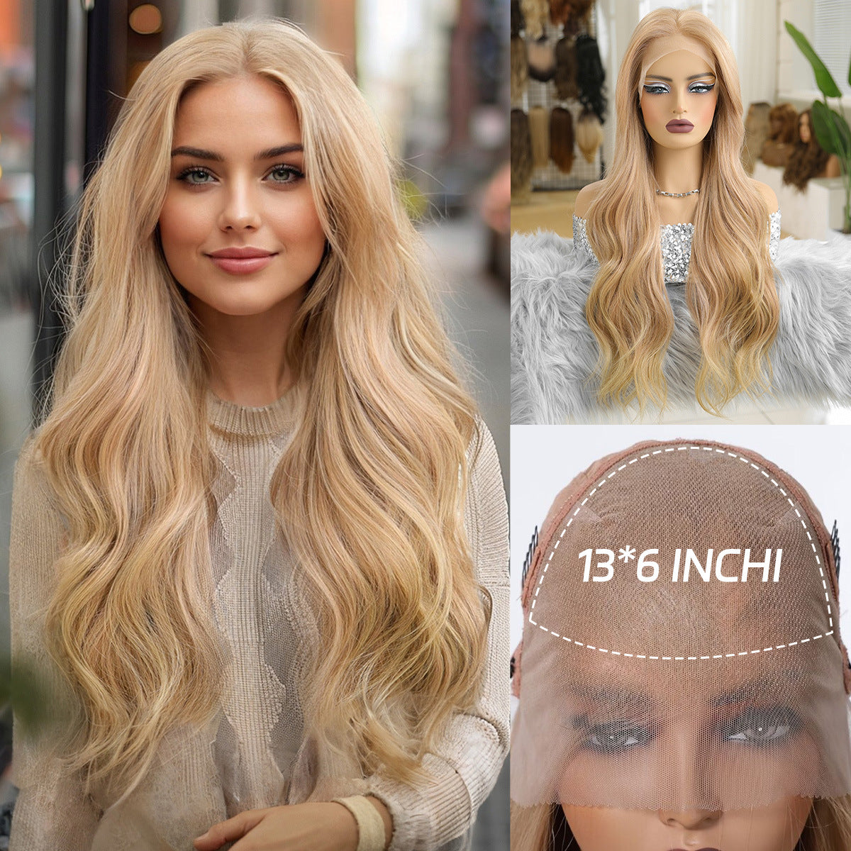 Lace Large Area Medium Wave Curly Wig Long Curls