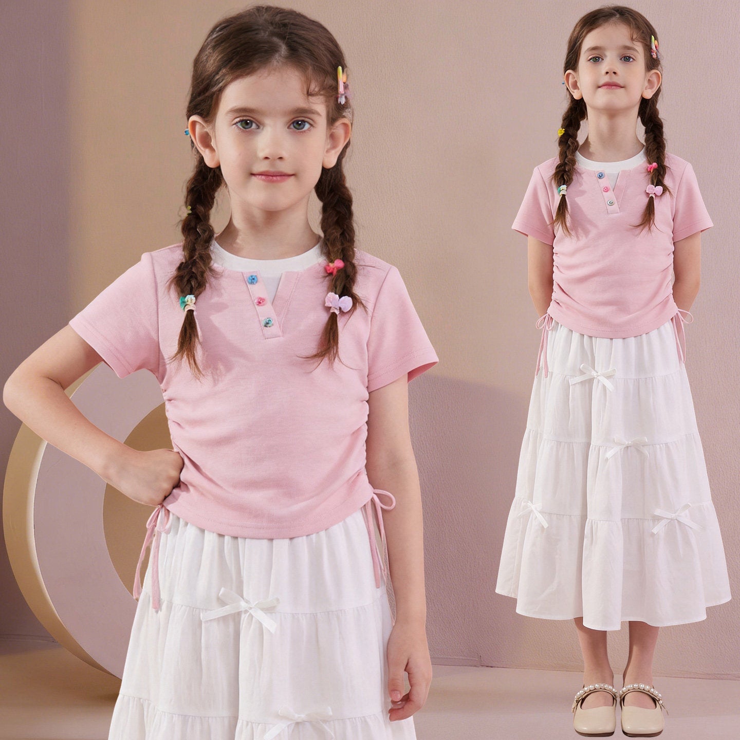 Children's Sweet Set Skirt Summer Fashionable Small Comely Short-sleeved T-shirt Children's Suit