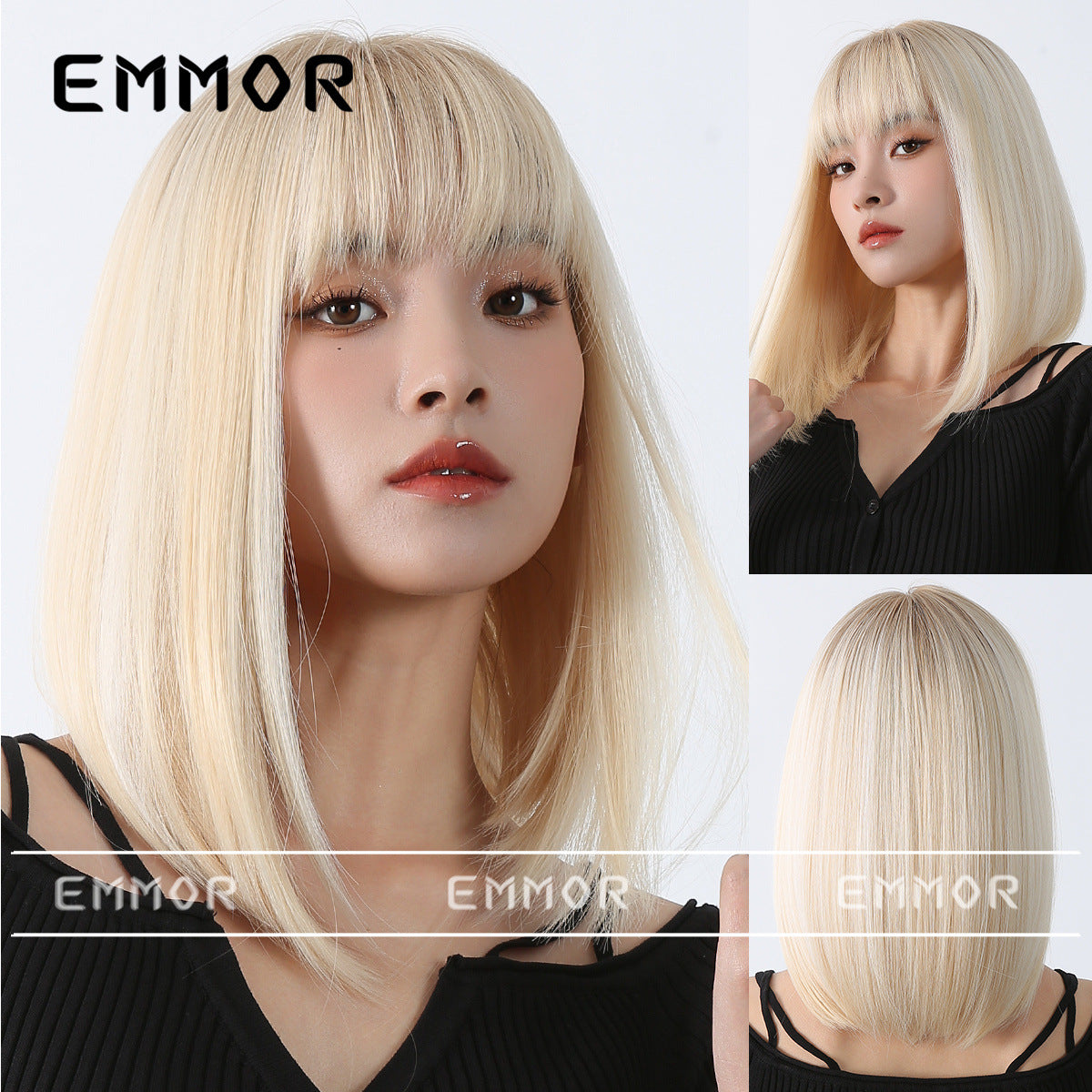 Women's Color Summer Daily Bangs Fluffy Natural Wig Short Straight Hair