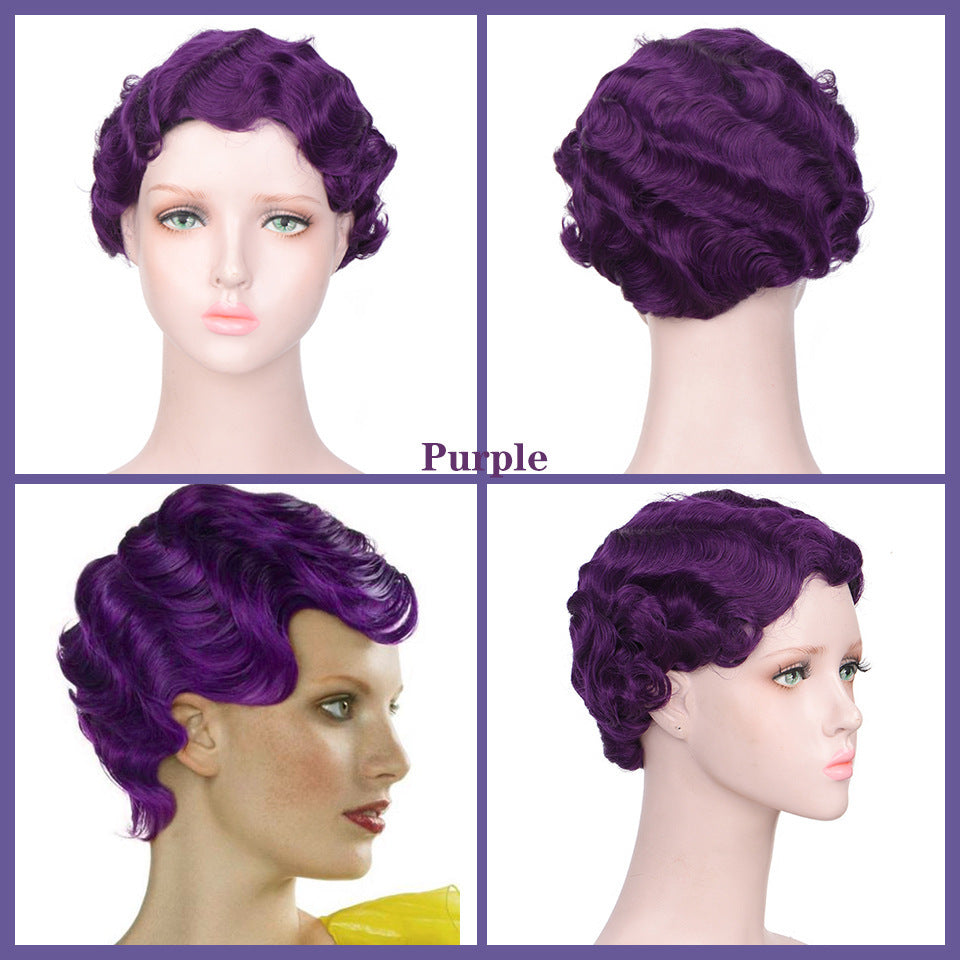 Women's Water Ripple Head Cover For Fiber Wig Short Curly Hair