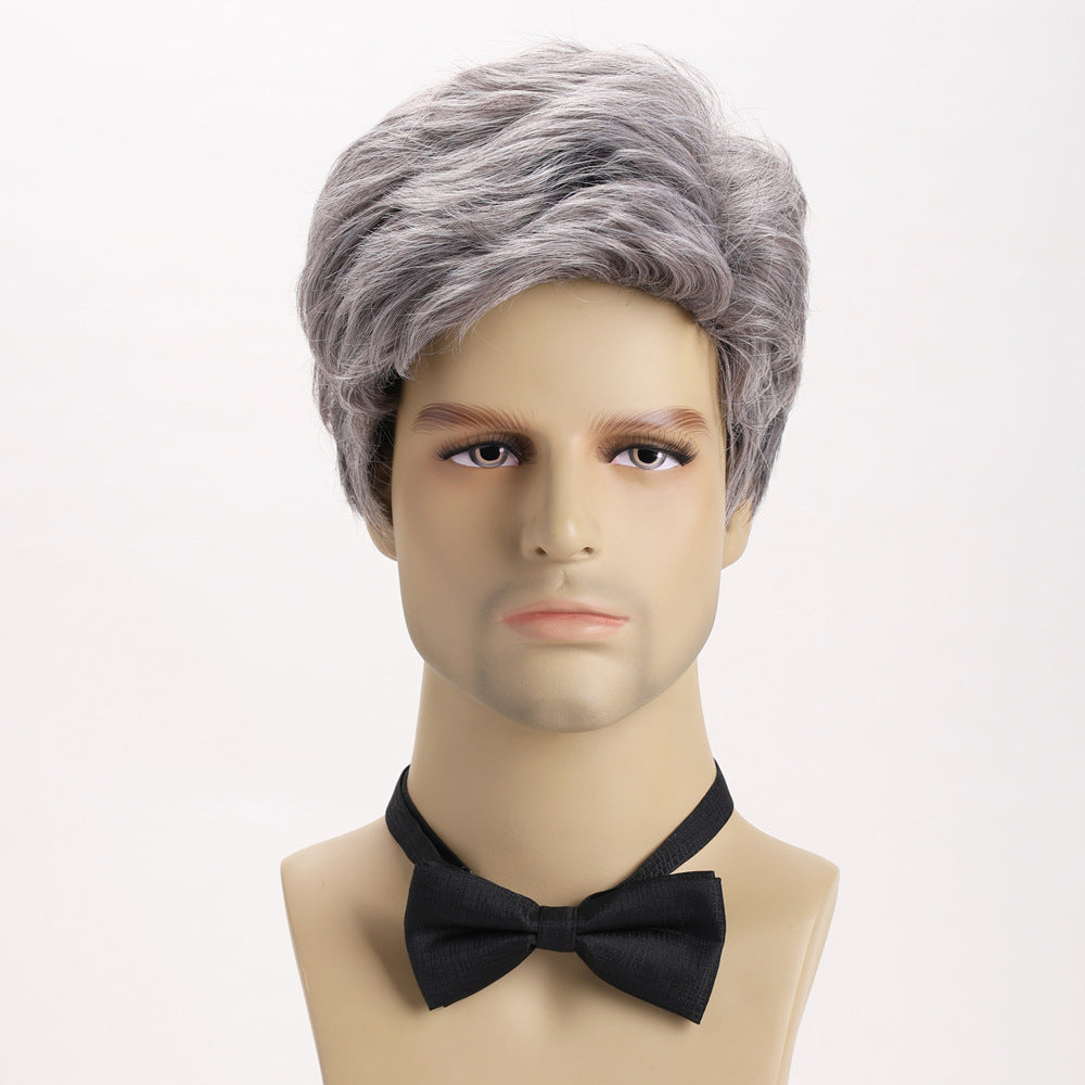 Men's Synthetic Wigs Fashion Sier Gray Short Hair Men's Wig