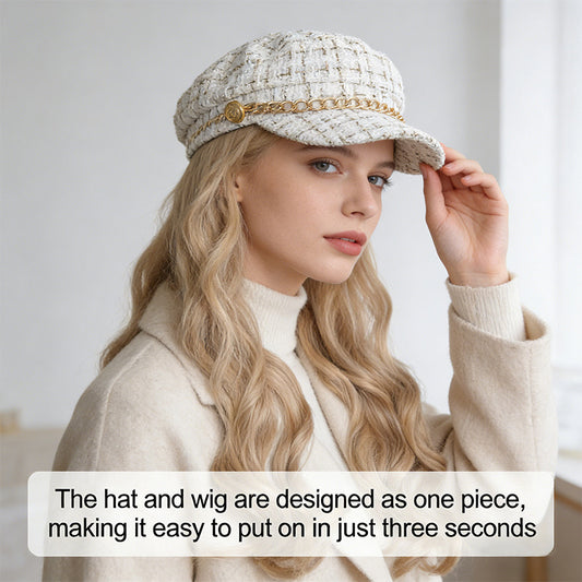 Style Beret Integrated Artificial Hair Big Wave Wig Long Curls