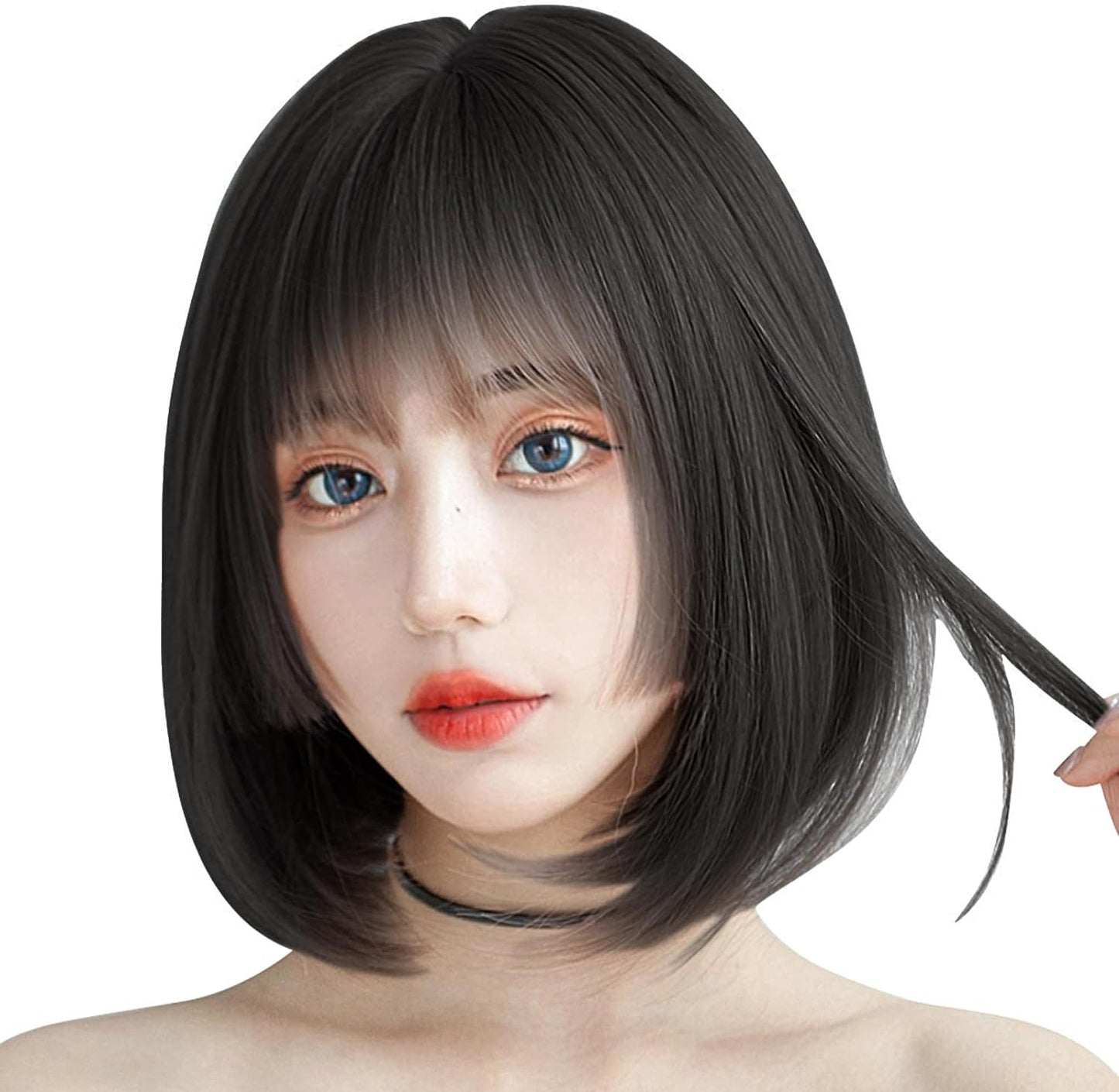 Short Fiber Full Top Female Air Real Hair Wig