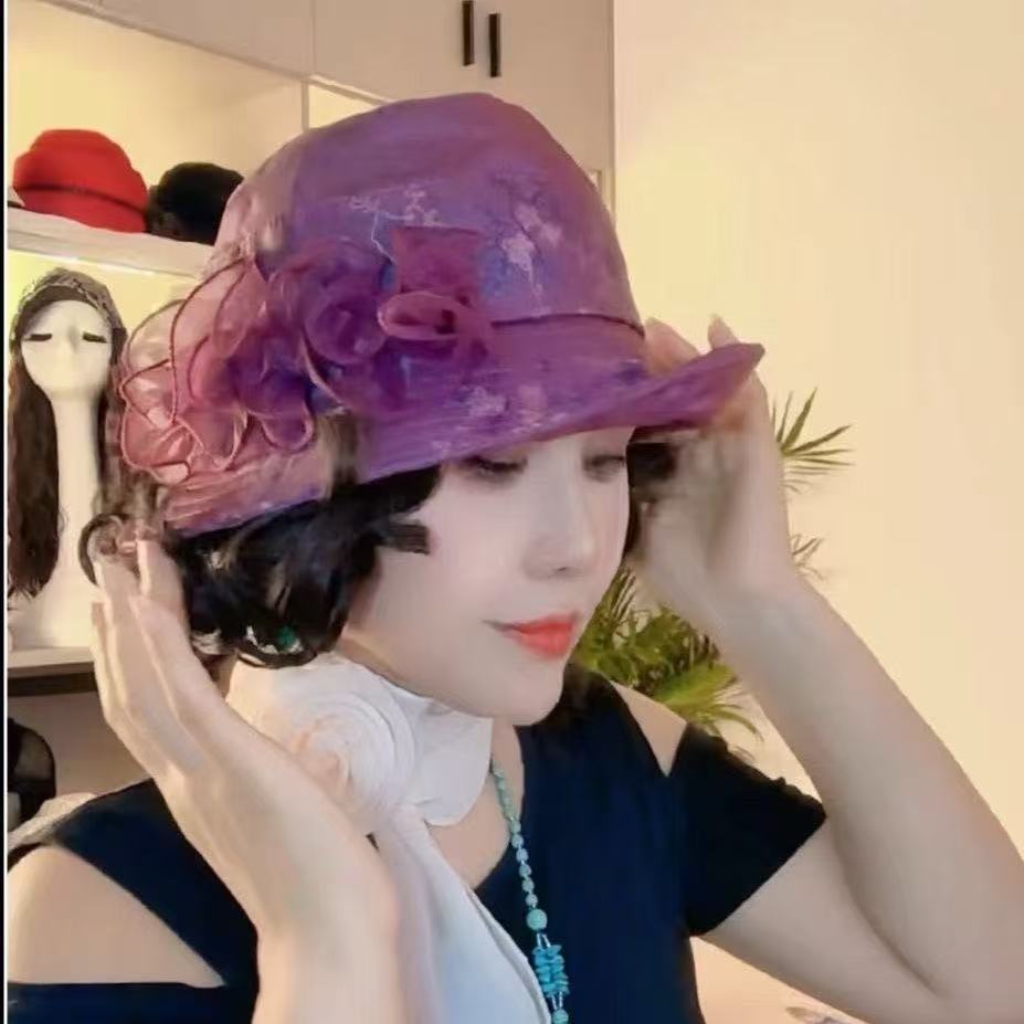 Women's Hat Integrated Bucket Face Slimming Breathable Wig Short Curly Hair