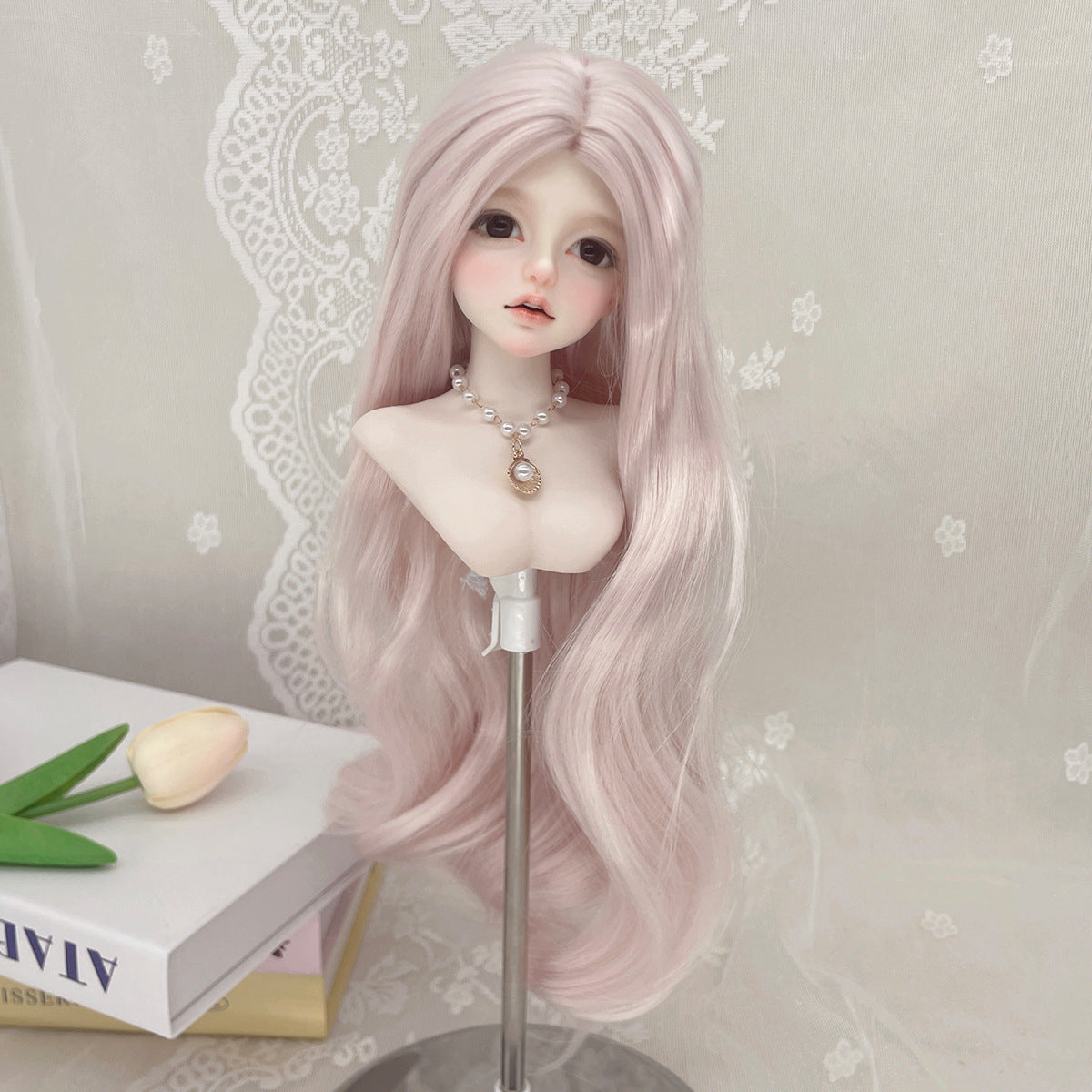 Silk Mid-length Long Curly Hair Embryo Head Cover Can Be Cos Wig