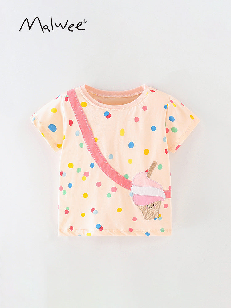 Children's Summer Wear Round Neck Short Sleeve Western Style Printed Children's T-shirt