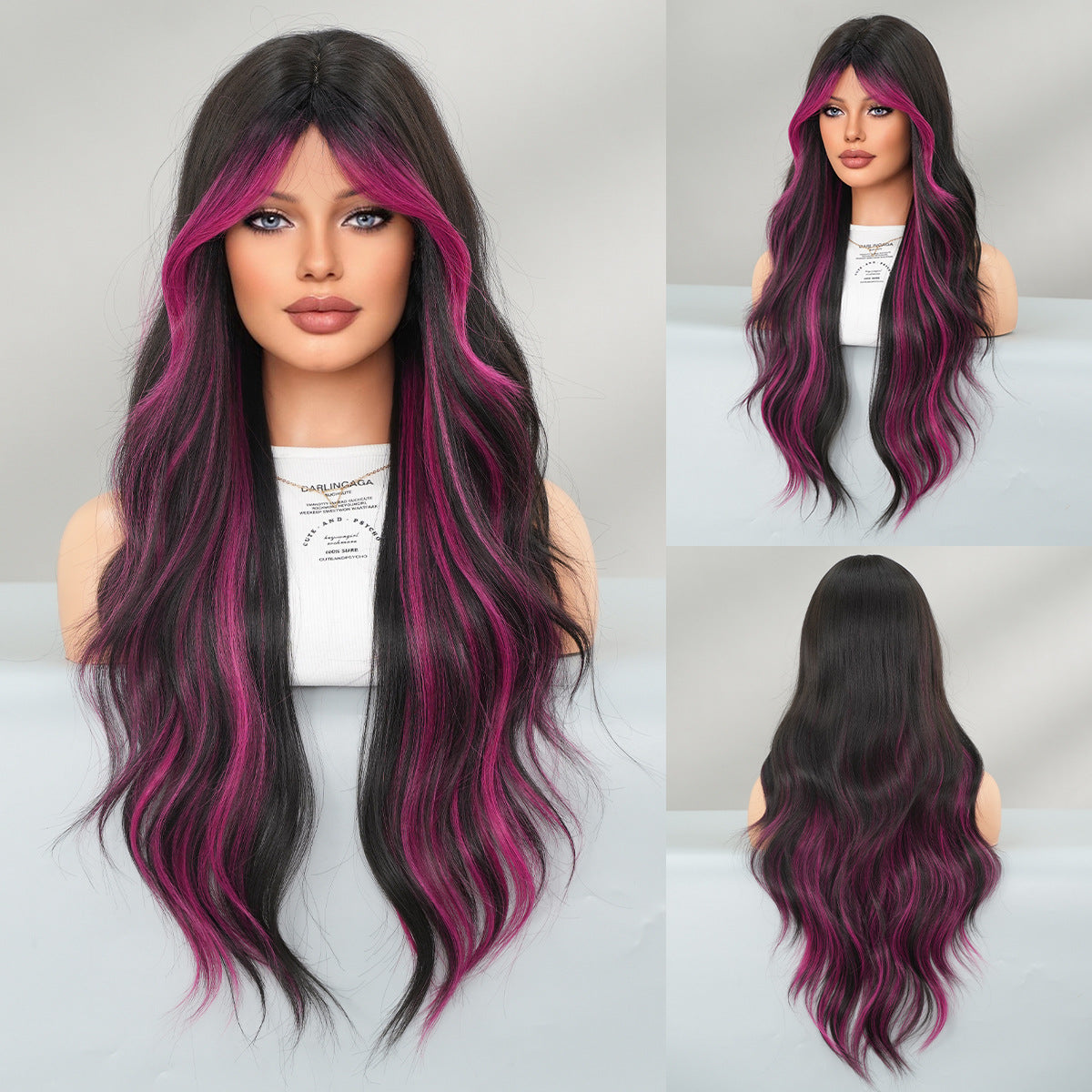Painting Dyed Fashion Female Bangs Colorful Flame Orange Curly Wig Long Curls