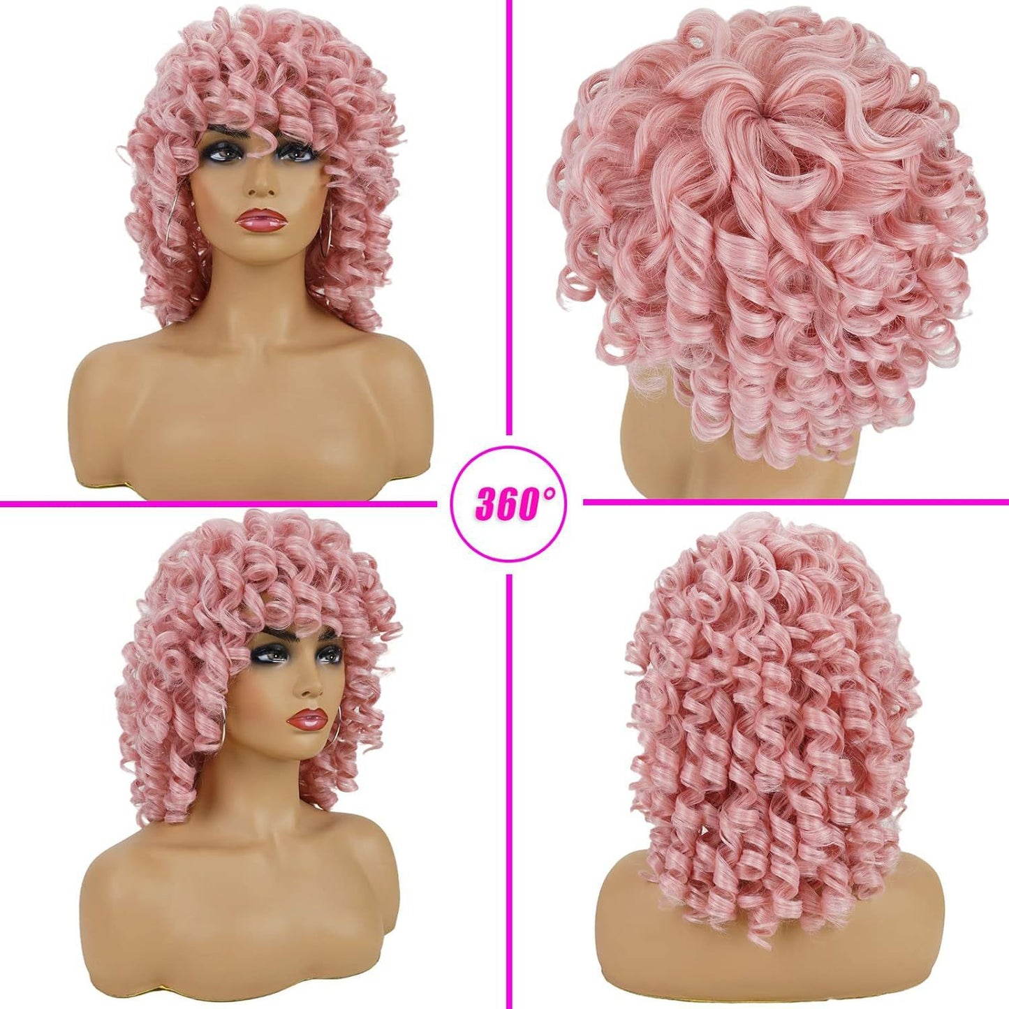 Women's African Large Roll Chemical Fiber Rose Net Head Wig Short Curly Hair