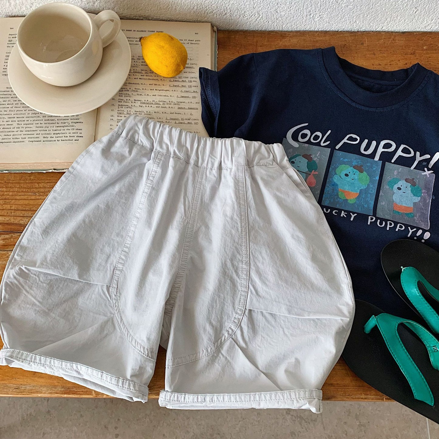 Children's Shorts Summer Solid Color Washed Fifth Children's Pants