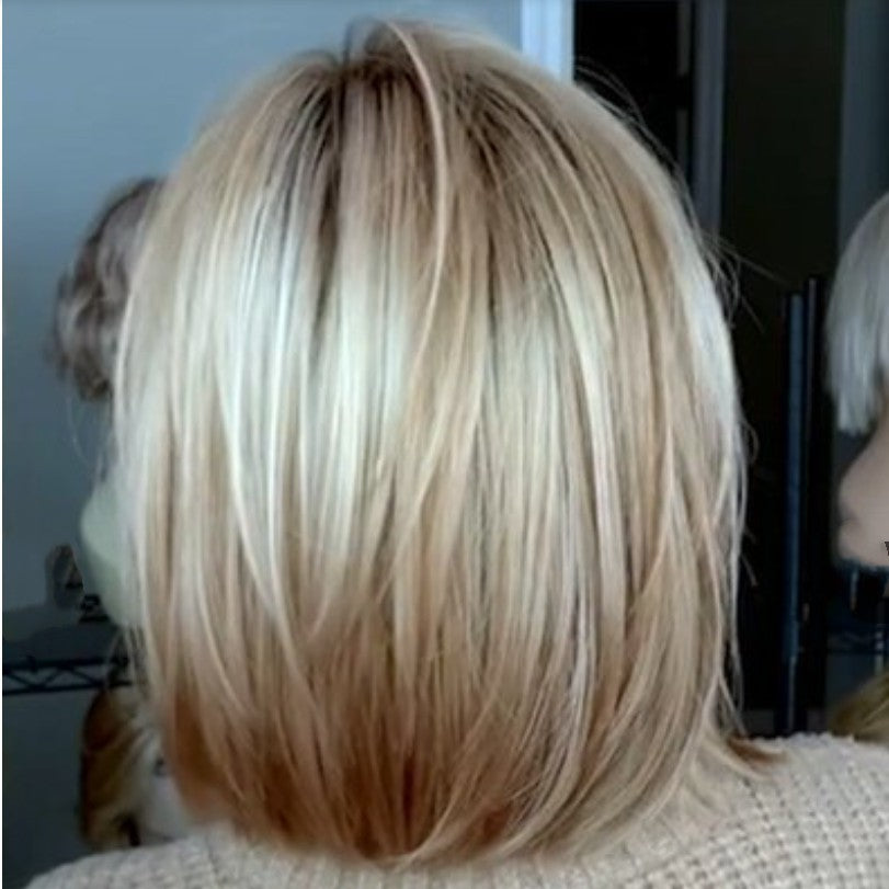 Women's Short Hair Mixed Color Machine Chemical Long Straight Wig