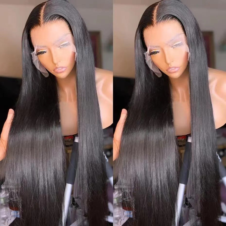 Women's Mid-length Hair Fiber Front Lace Head Long Straight Wig