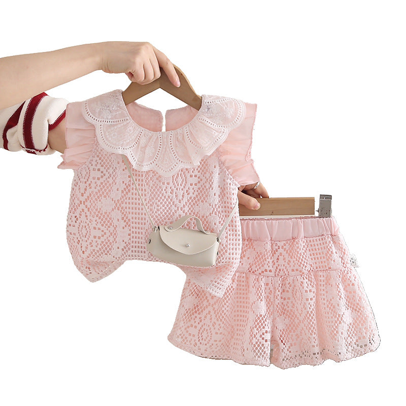 Children's Summer Western Style Hollow Lapel Sleeveless Children's Suit