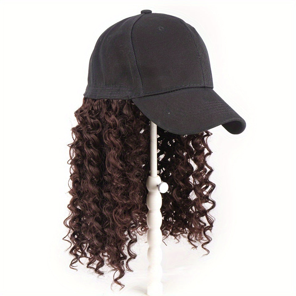 African Long Black Baseball Cap Integrated Screw Wig Short Curly Hair