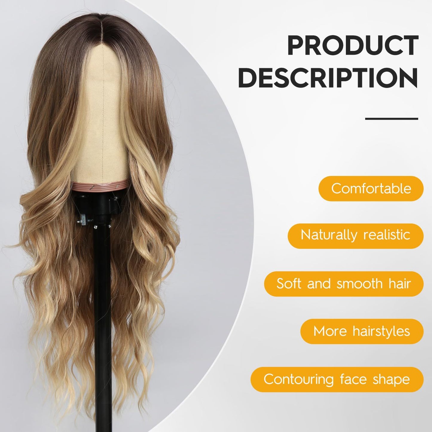 Female Golden Forehead Lace Medium Big Wave Wig Long Curls
