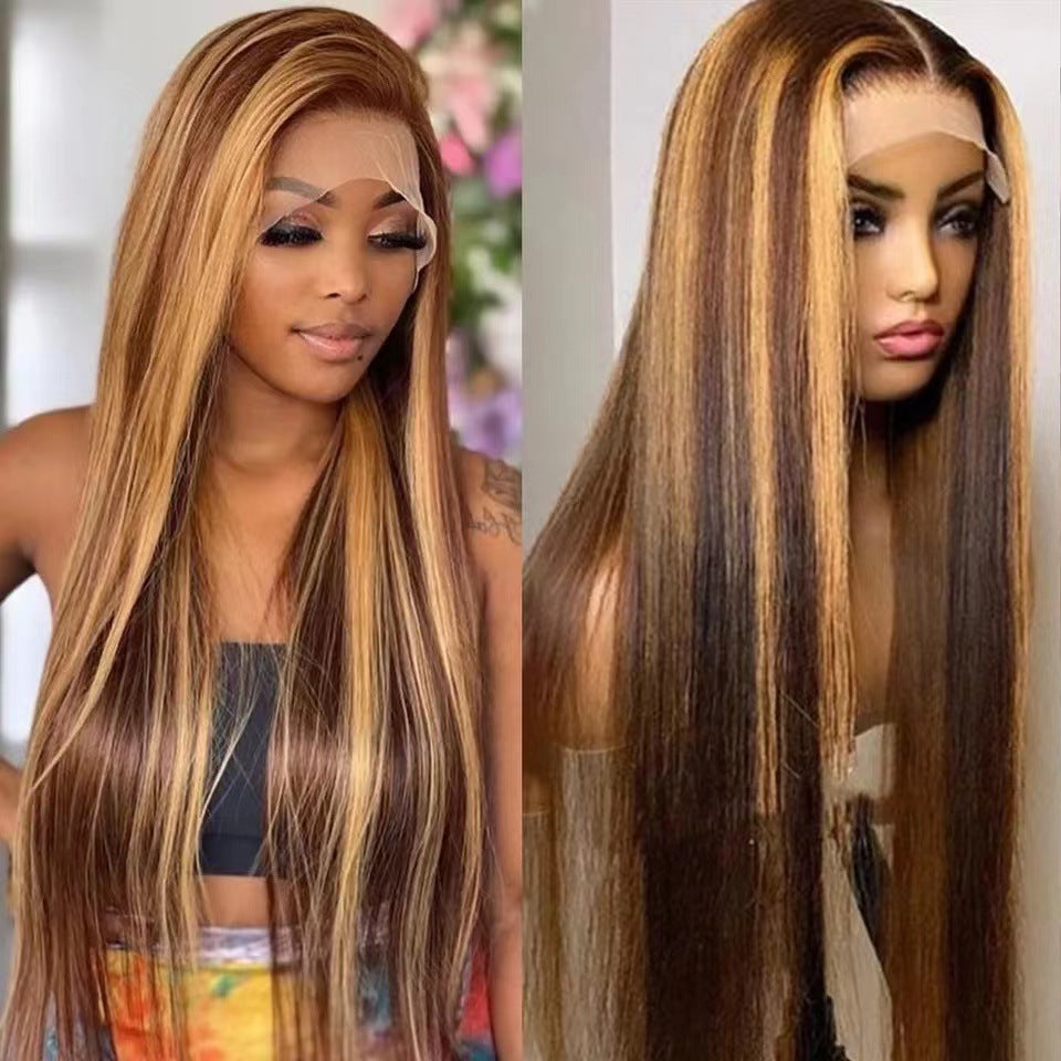 Lace Hair Brown Gradient Sheath Fiber Long Straight Wig