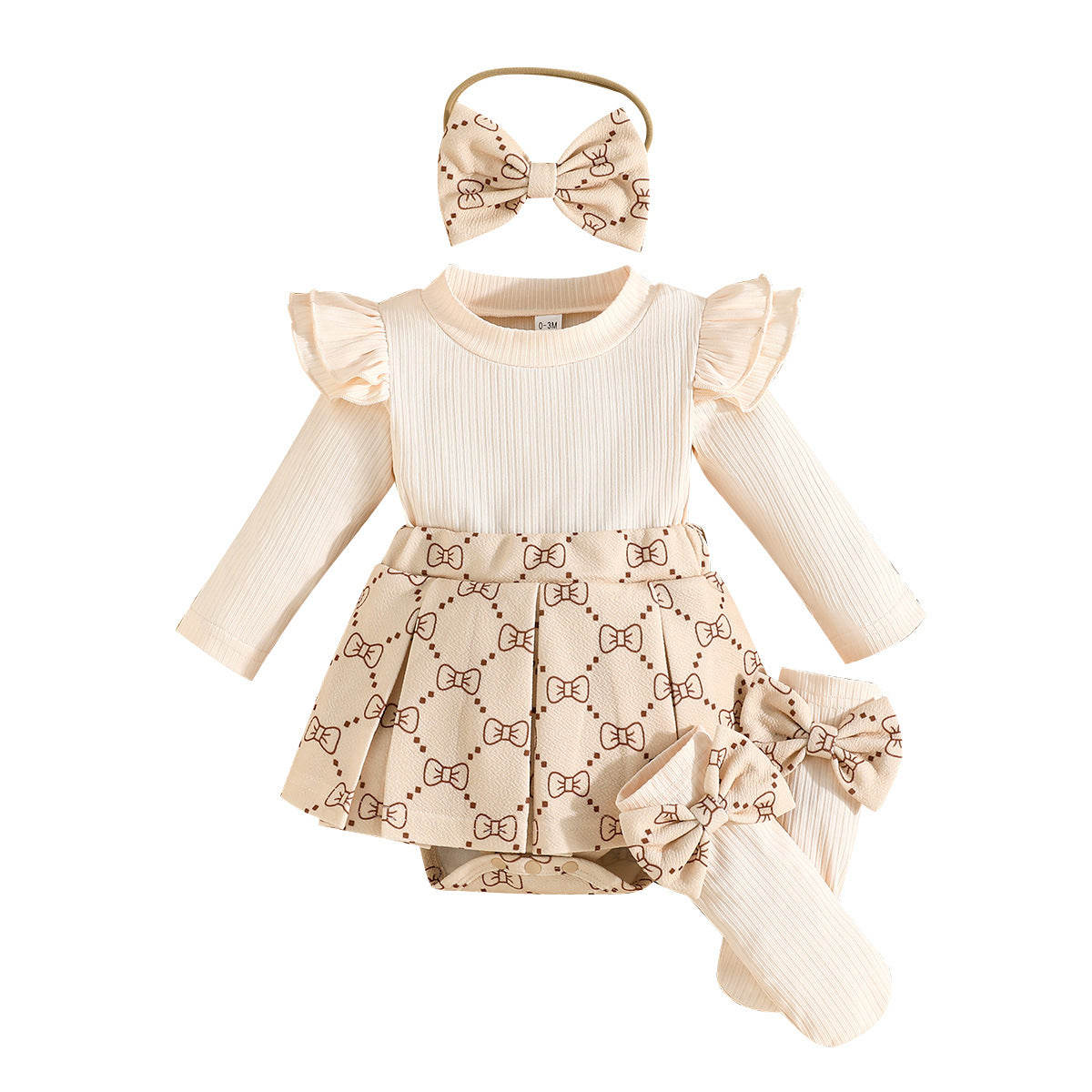 Preppy Style Lace Bow Skirt Sleeveless Dress Two-piece Jumpsuit, Climbing Suit