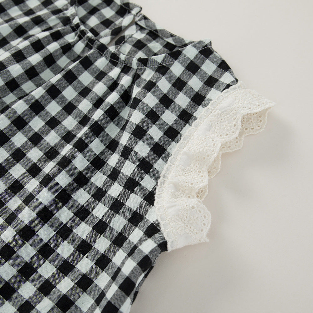 Style Lace Sleeveless Top Shorts Two-piece Children's Suit
