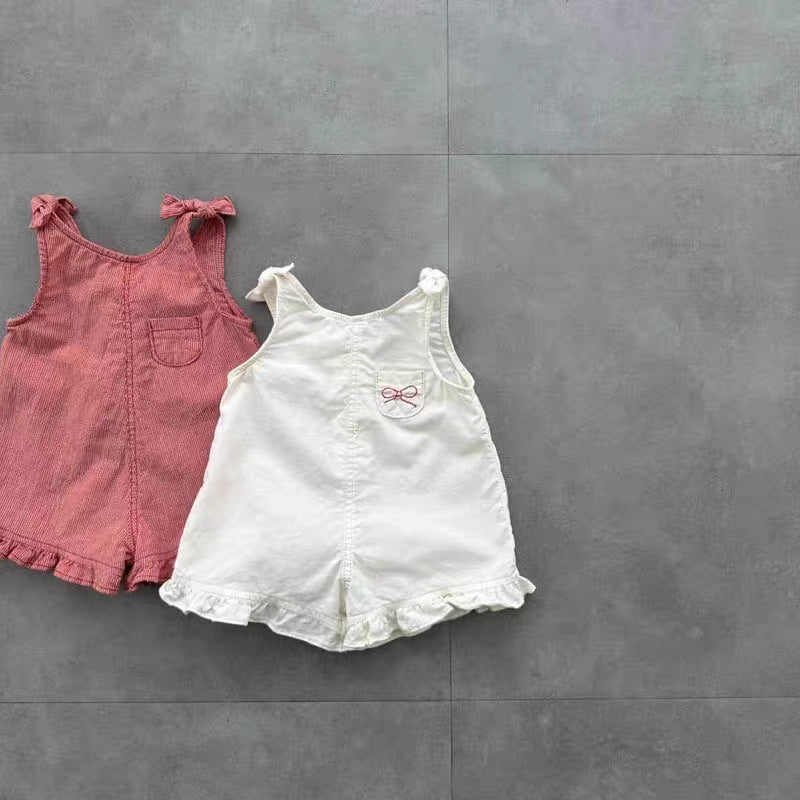 Korean Style Summer Cute Lace Washed Cotton Suspender Shorts Vest Children's Pants