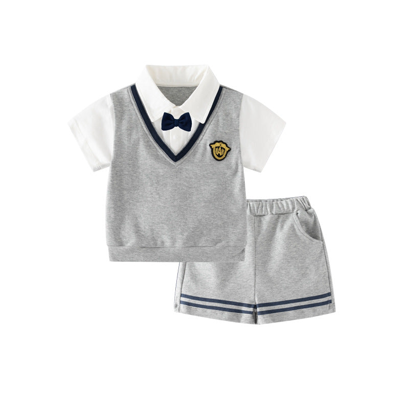 Children's Summer Short Sleeve Trendy Clothes Clothing Gentleman One Year Children's Suit