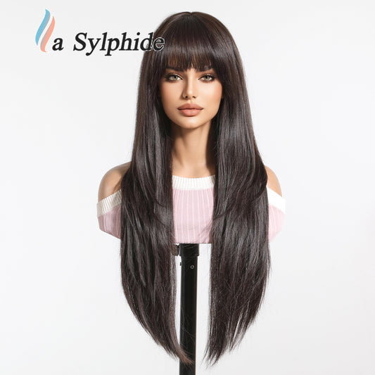 Women's Black Long Straight Fiber High Level No Need To Real Hair Wig