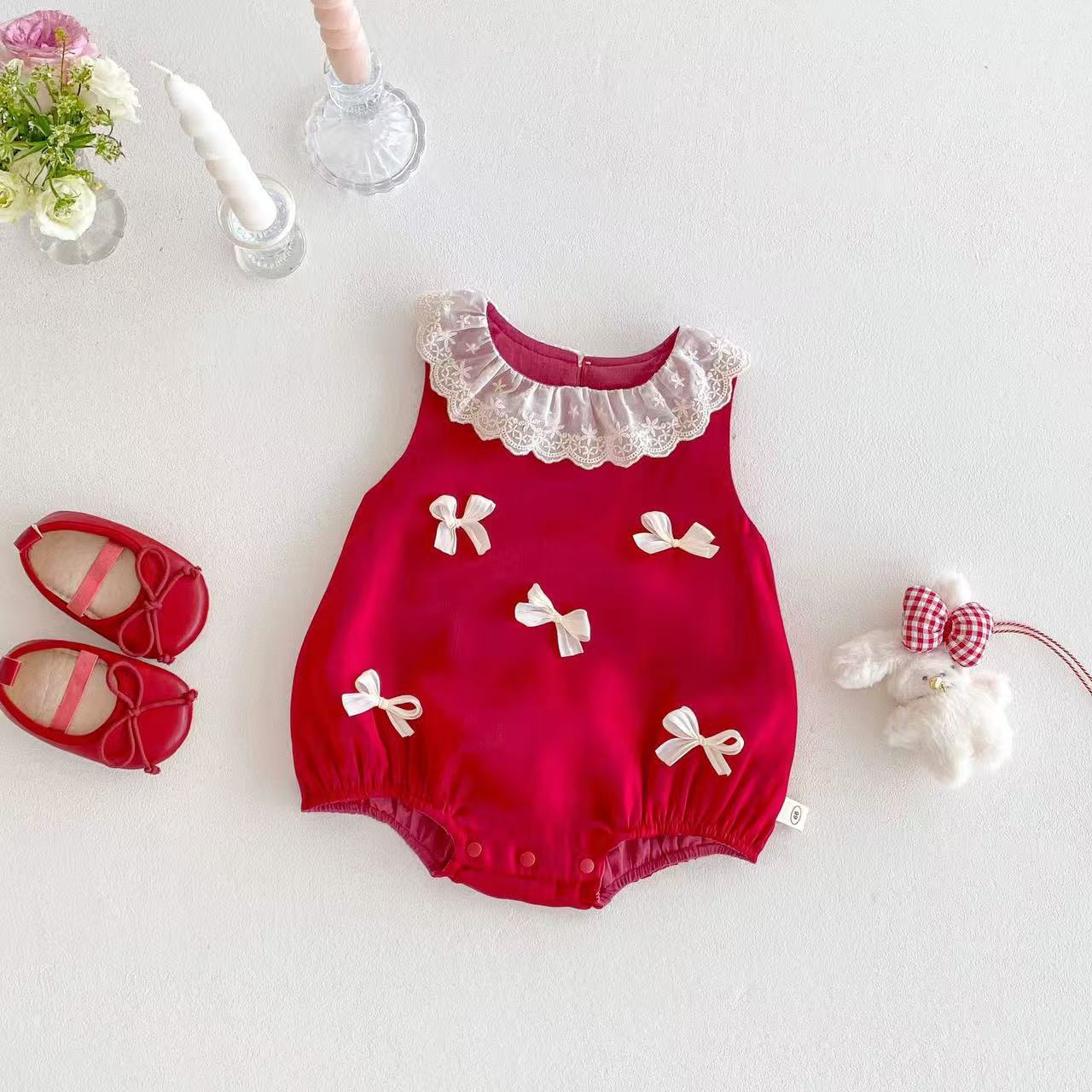 Bowknot Summer Korean Style Sweet Jumpsuit Born One Year Old Jumpsuit, Climbing Suit