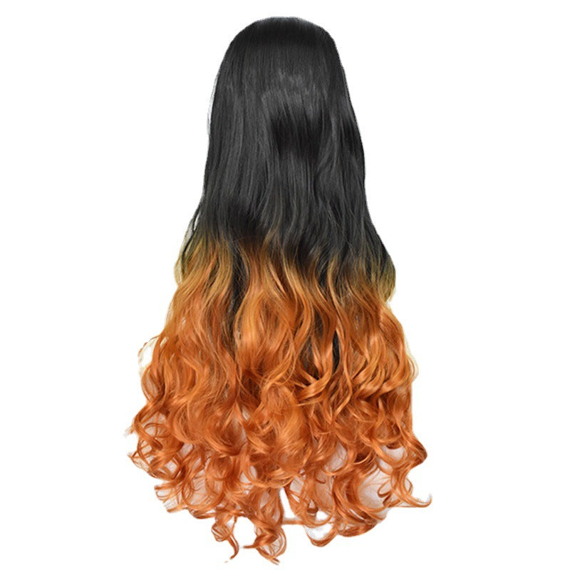 Women's Fiber Long Hair Brown Yellow Curly Cos Wig