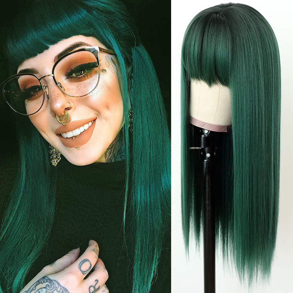 Women's Colorful Bangs Hair Chemical Fiber Long Straight Wig