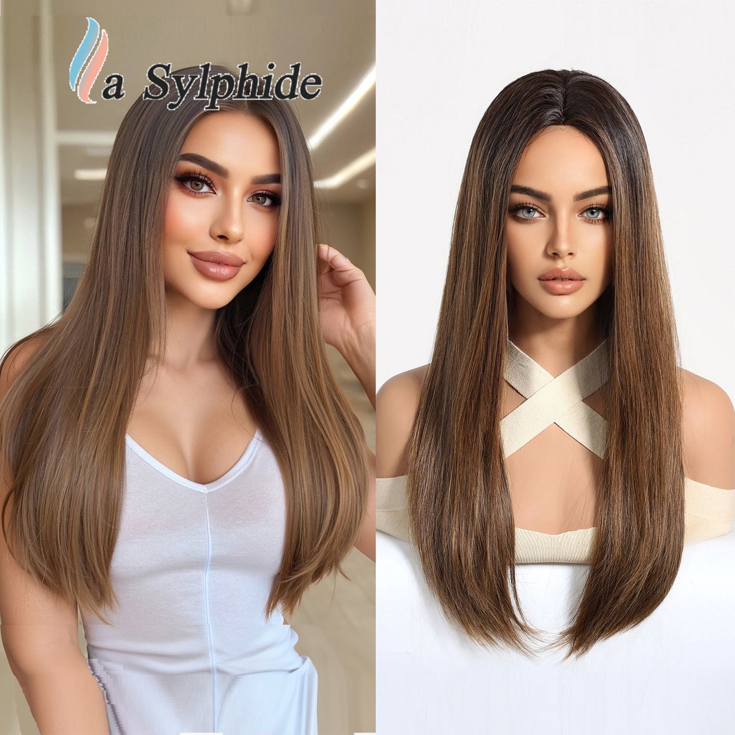 Women's Black Mid-length Hair Matte Fiber Long Straight Wig
