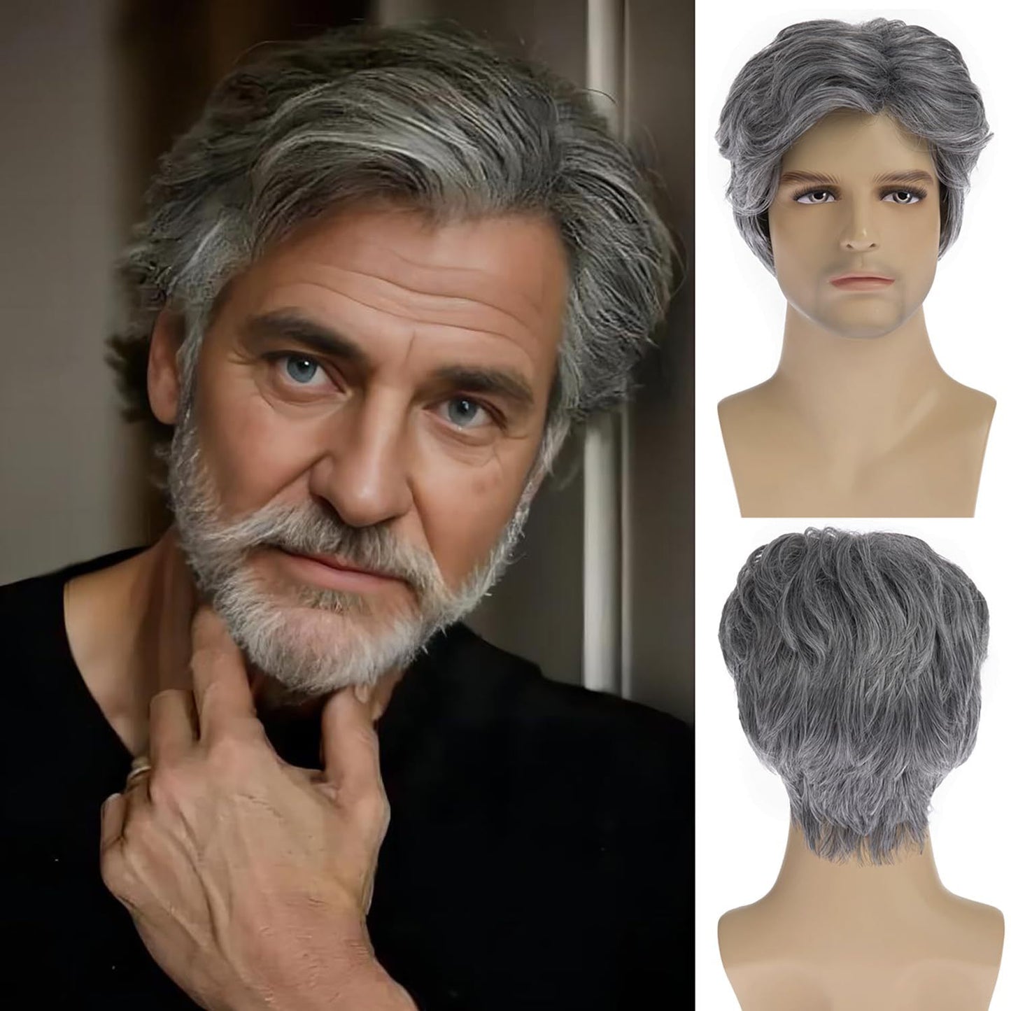 Short Head Cover Fashion Fluffy Natural Men's Wig