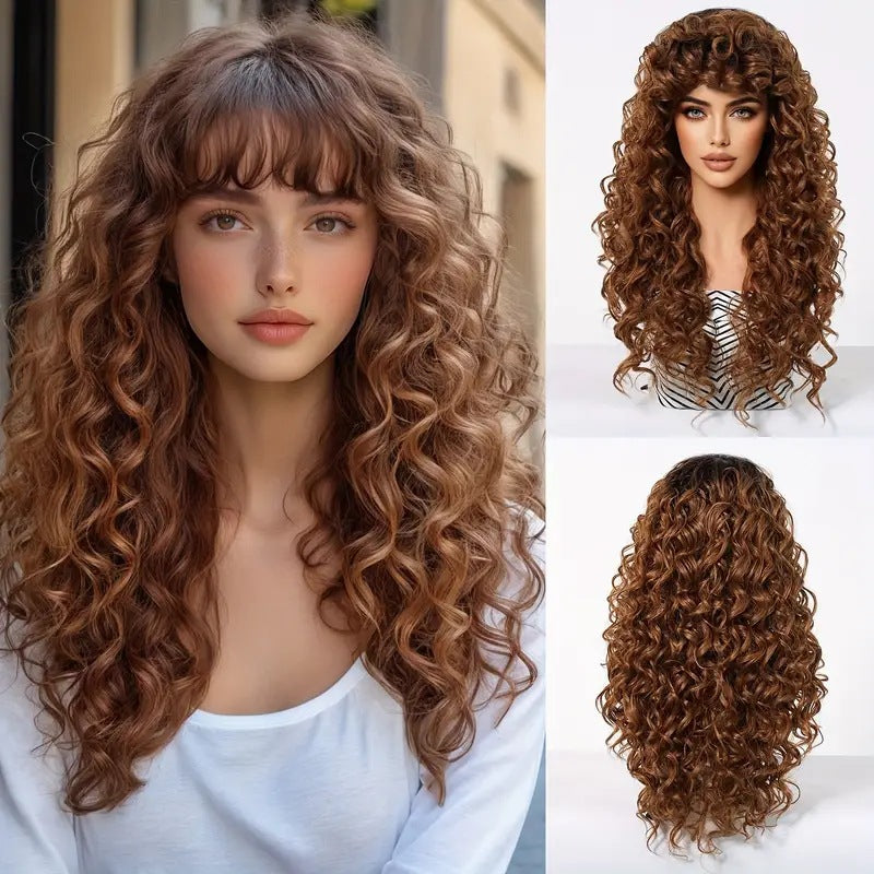 Women's Wigs With Small Curly Hair Rose Net African Roll Wig Long Curls