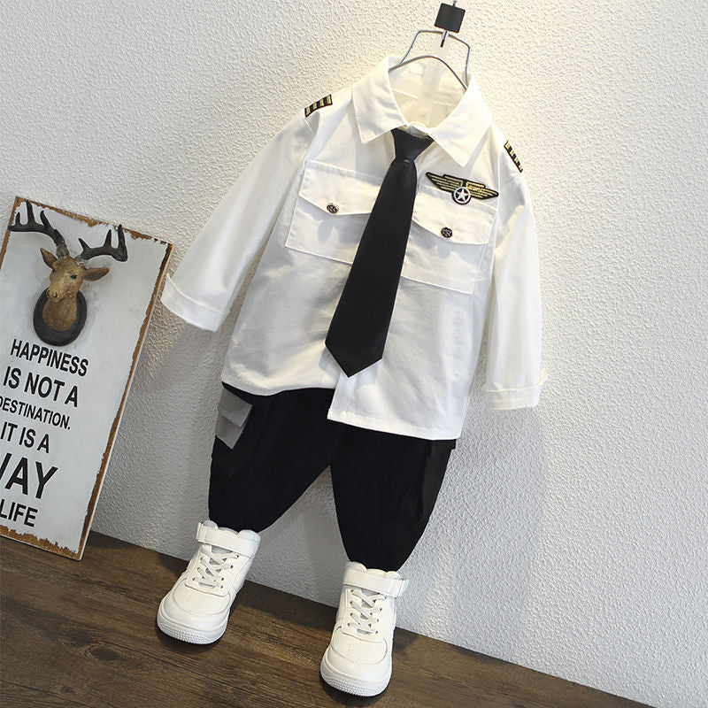 Children's Captain Clothing Fashion T-shirt Summer Clothes Children's Suit