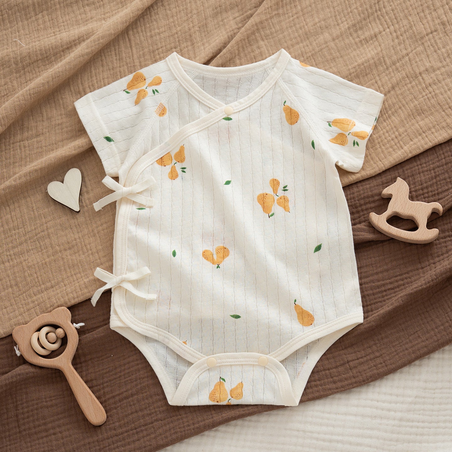 Short Sleeve Cotton Butt Wrap Clothes Months Born Boneless Triangle Jumpsuit, Climbing Suit