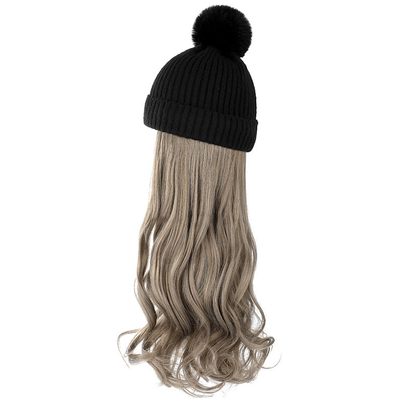 Hat Curly Hair Removable Fashion Woolen Natural Wig Long Curls
