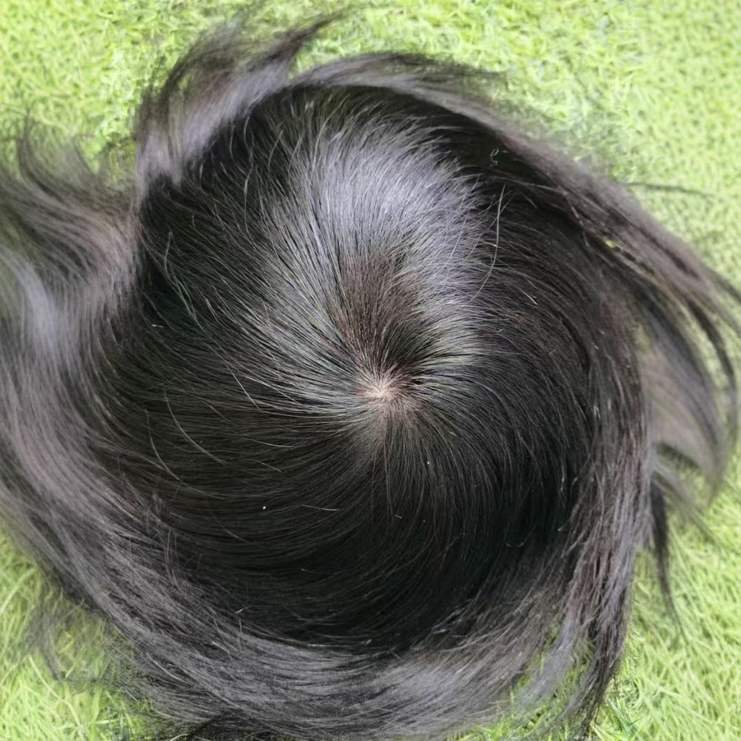 Men's Supplementing Piece Delivery Needle Full Human Hand-woven Head Additional Volume Men's Wig