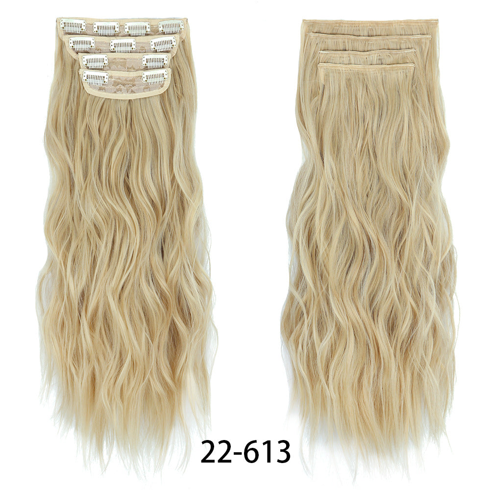 Long Curly Hair Set Hairpiece Clip Big Wave Wig