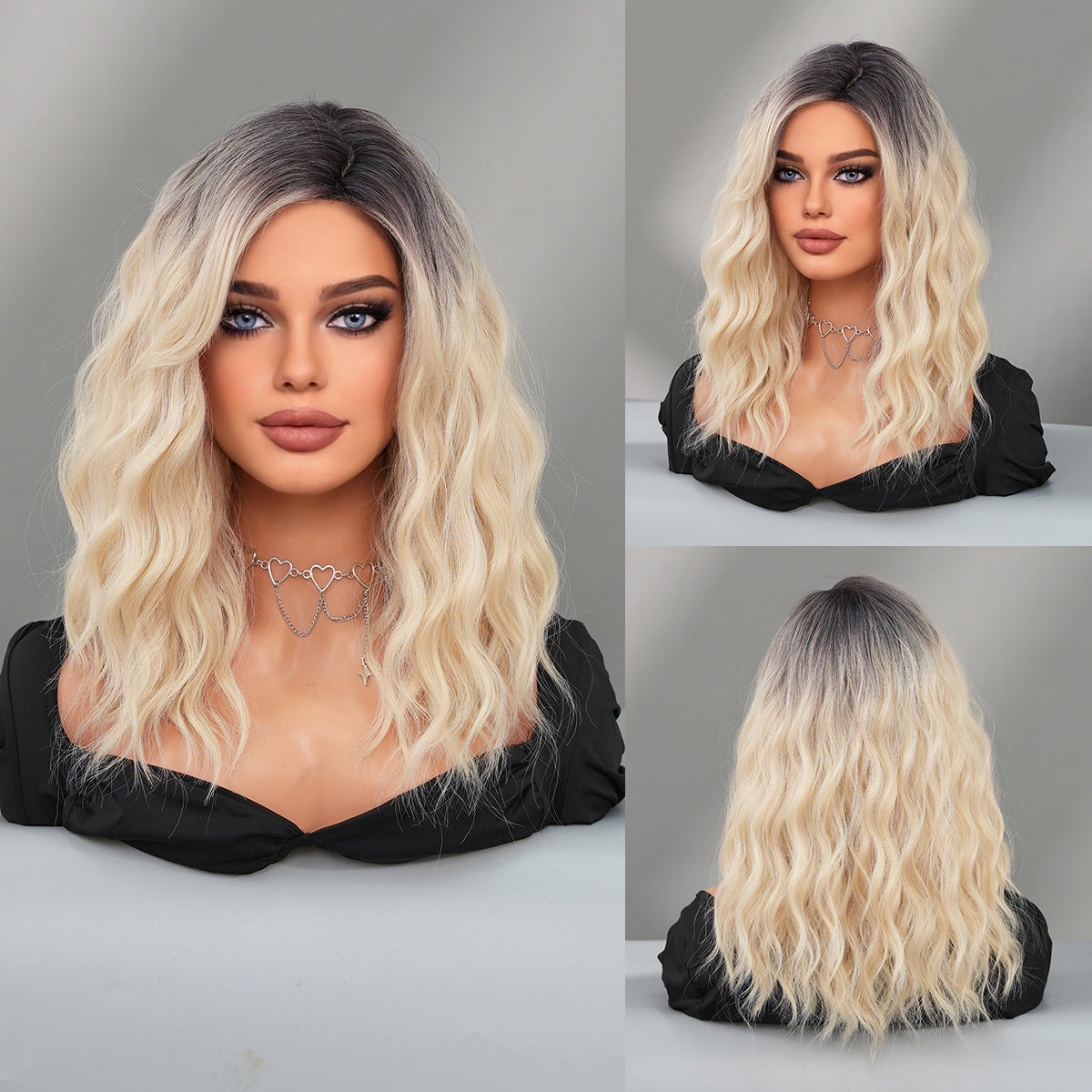 Women's Curly Hair Side Split Bangs Dyed Other Wig