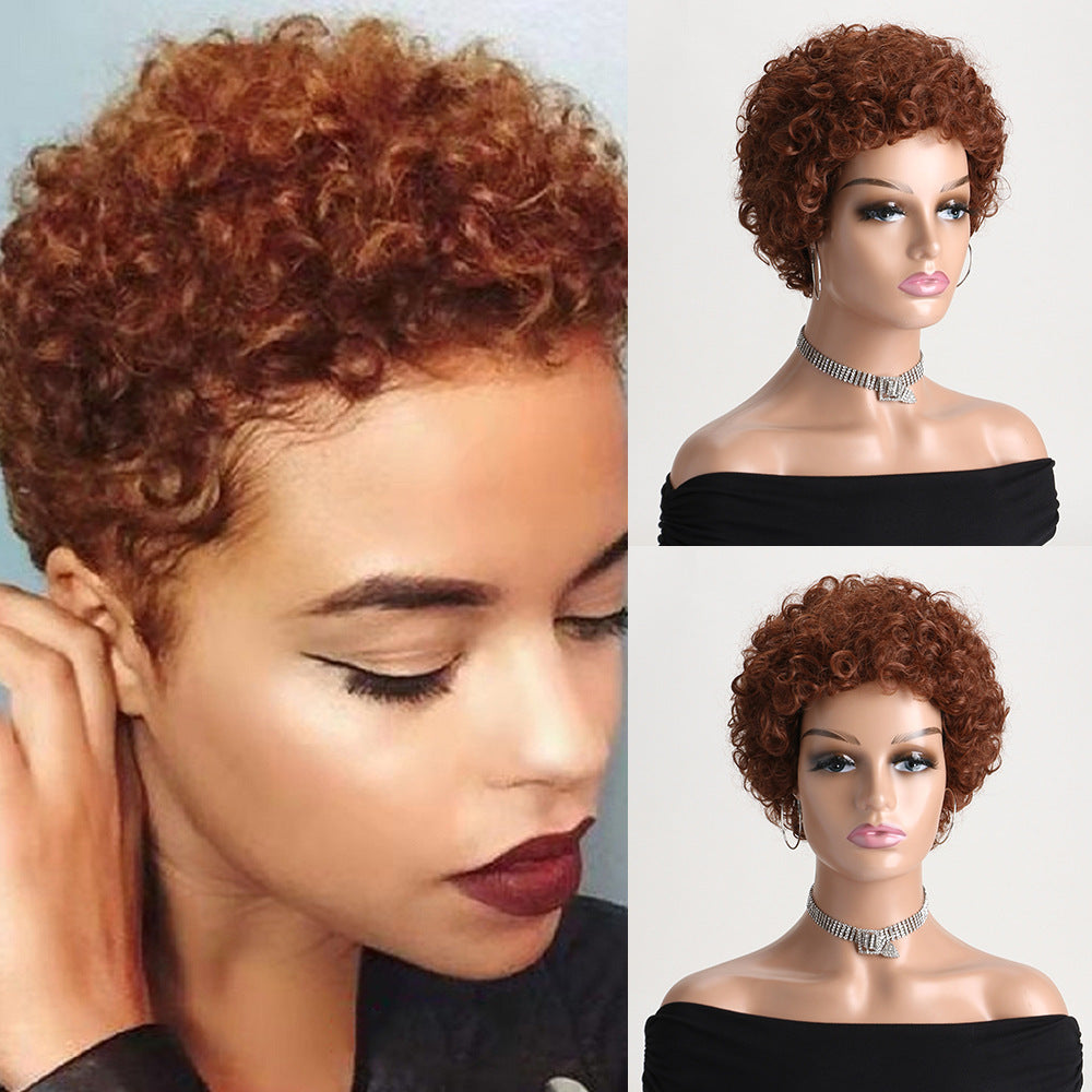 Ultra Natural Wigs With Small Fashion Wig Short Curly Hair